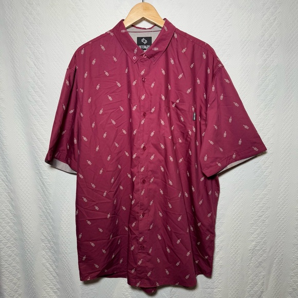 NEW Pattern OPS Angels Envy Short Sleeve Button Up Shirt Ruby Red Men’s 3XL - Picture 1 of 6